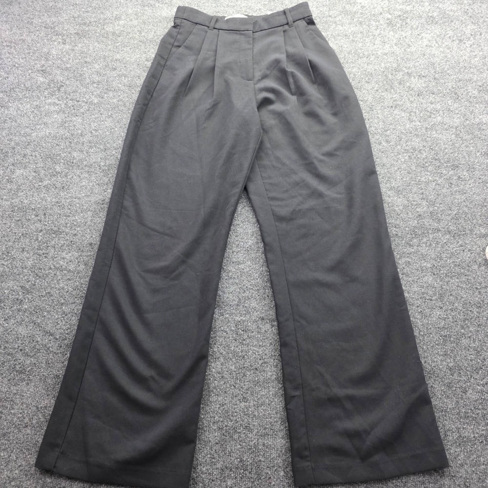 Abercrombie & Fitch Sloane Tailor Pants Curve Love Wide Leg Pleated 6L 28 Black - Picture 1 of 11